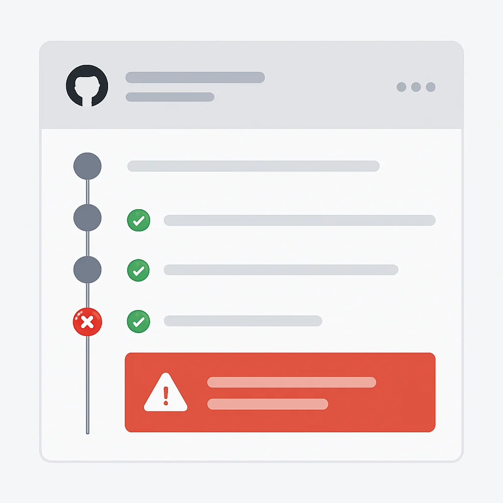 GitHub Actions 워크플로우 실패 로그 화면