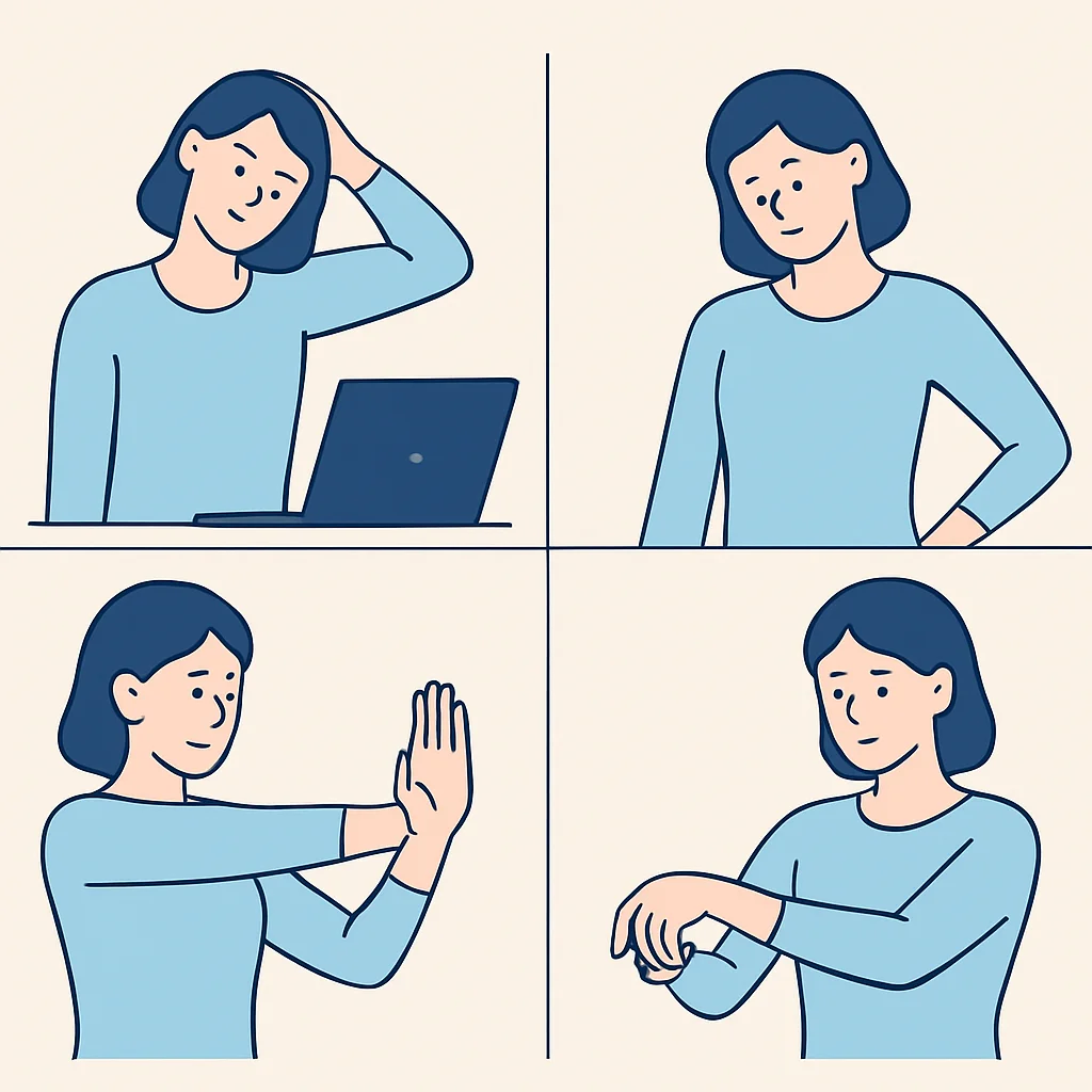 사무실에서 할 수 있는 간단한 목 및 손목 스트레칭 루틴
