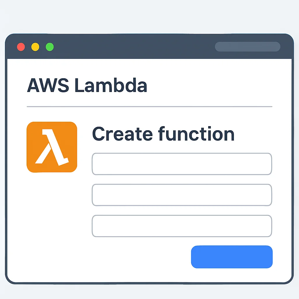AWS Lambda 콘솔 화면: 새 함수 생성 과정