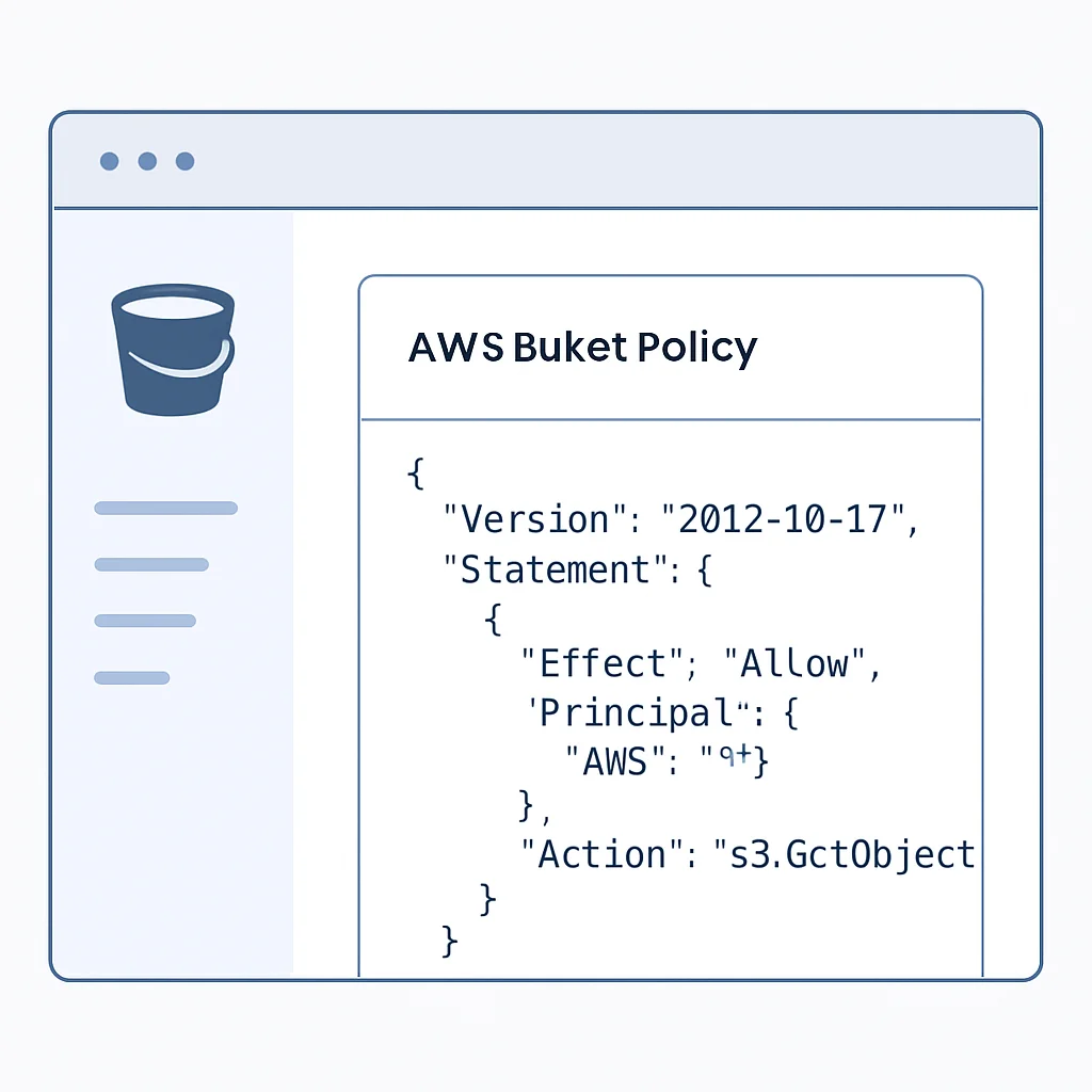 AWS S3 버킷 정책 편집 화면 (JSON 정책 예시)