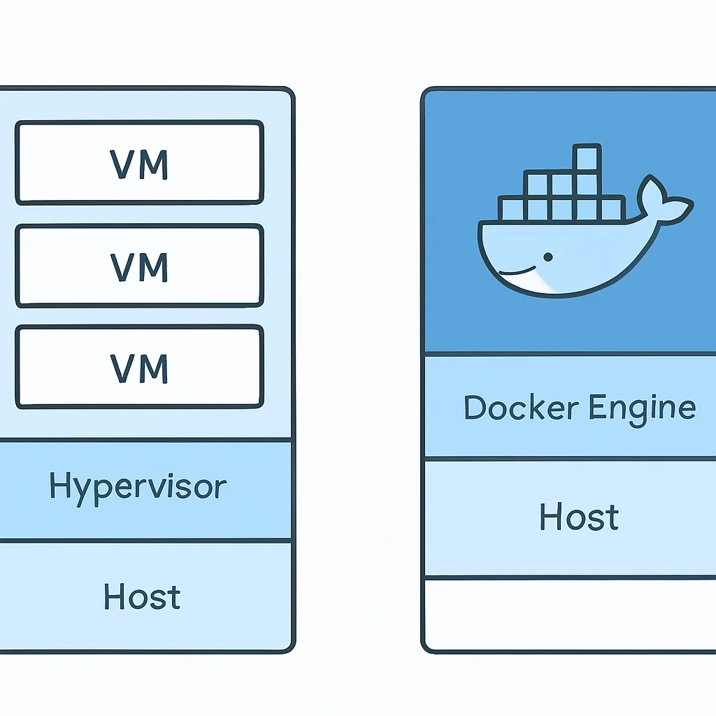 가상 머신과 Docker 컨테이너 아키텍처 비교 다이어그램