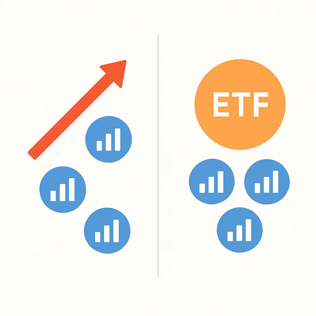 개별 주식과 ETF 투자 전략 비교, ETF의 분산 투자 이점 시각화