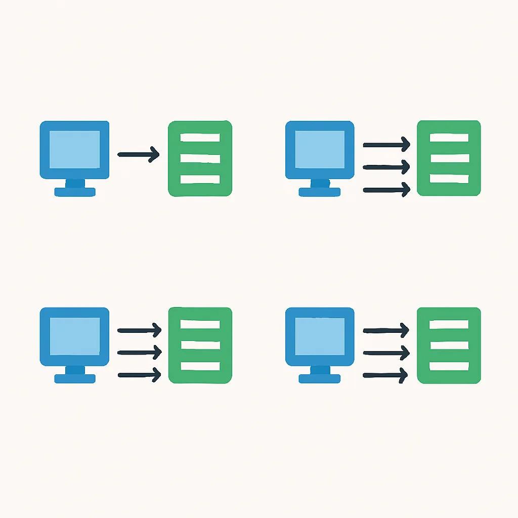 gRPC 4가지 통신 패턴 다이어그램