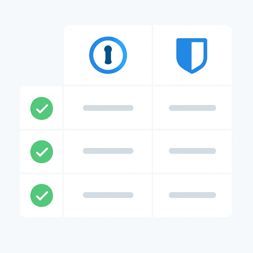 1Password와 Bitwarden 보안 기능 비교표