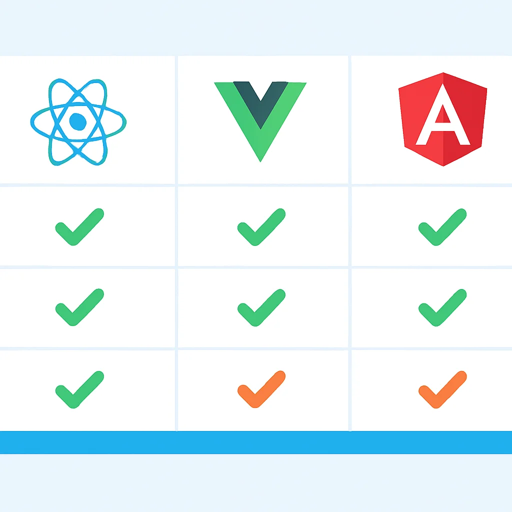 React, Vue, Angular 2026년 비교표