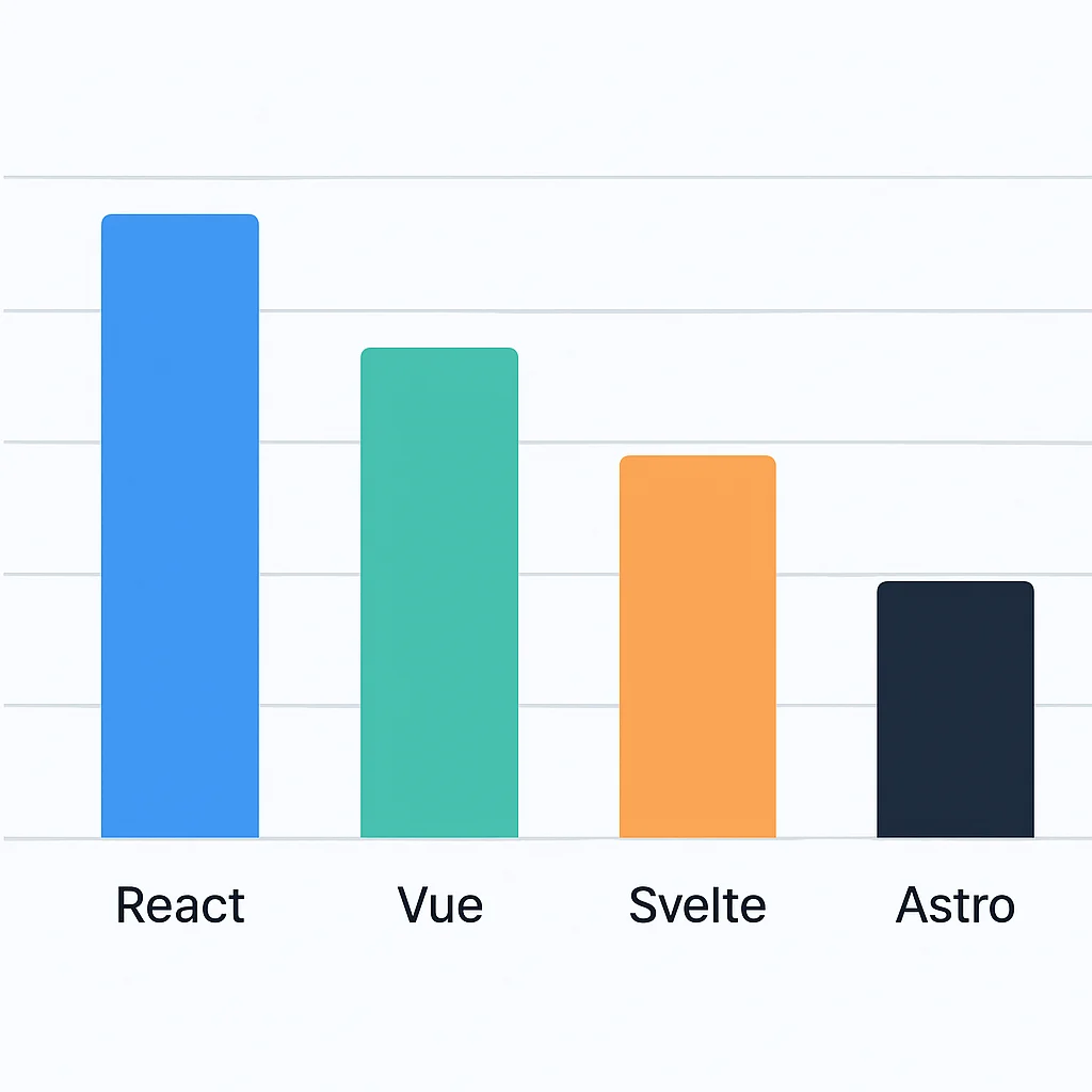 React, Vue, Svelte, Astro Lighthouse 성능 점수 비교 막대 그래프