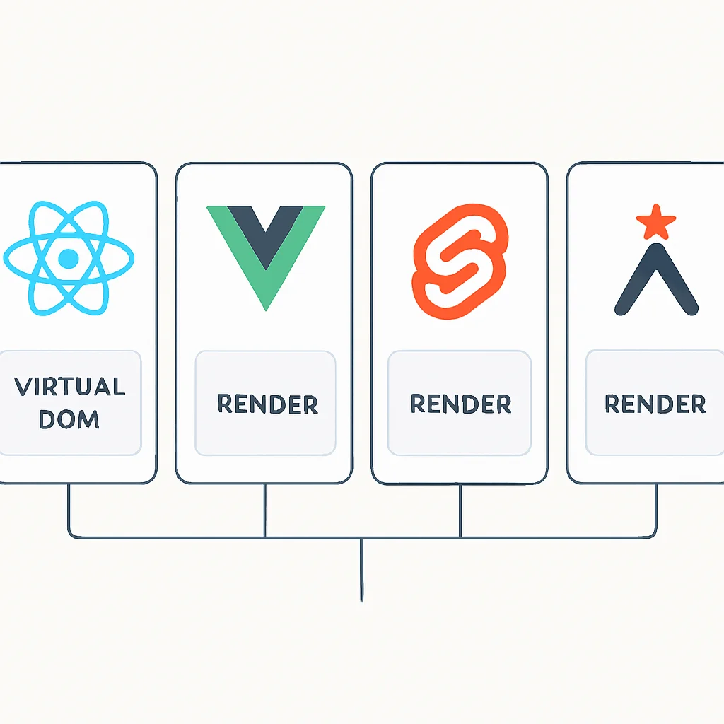 React, Vue, Svelte, Astro 핵심 아키텍처 비교 다이어그램