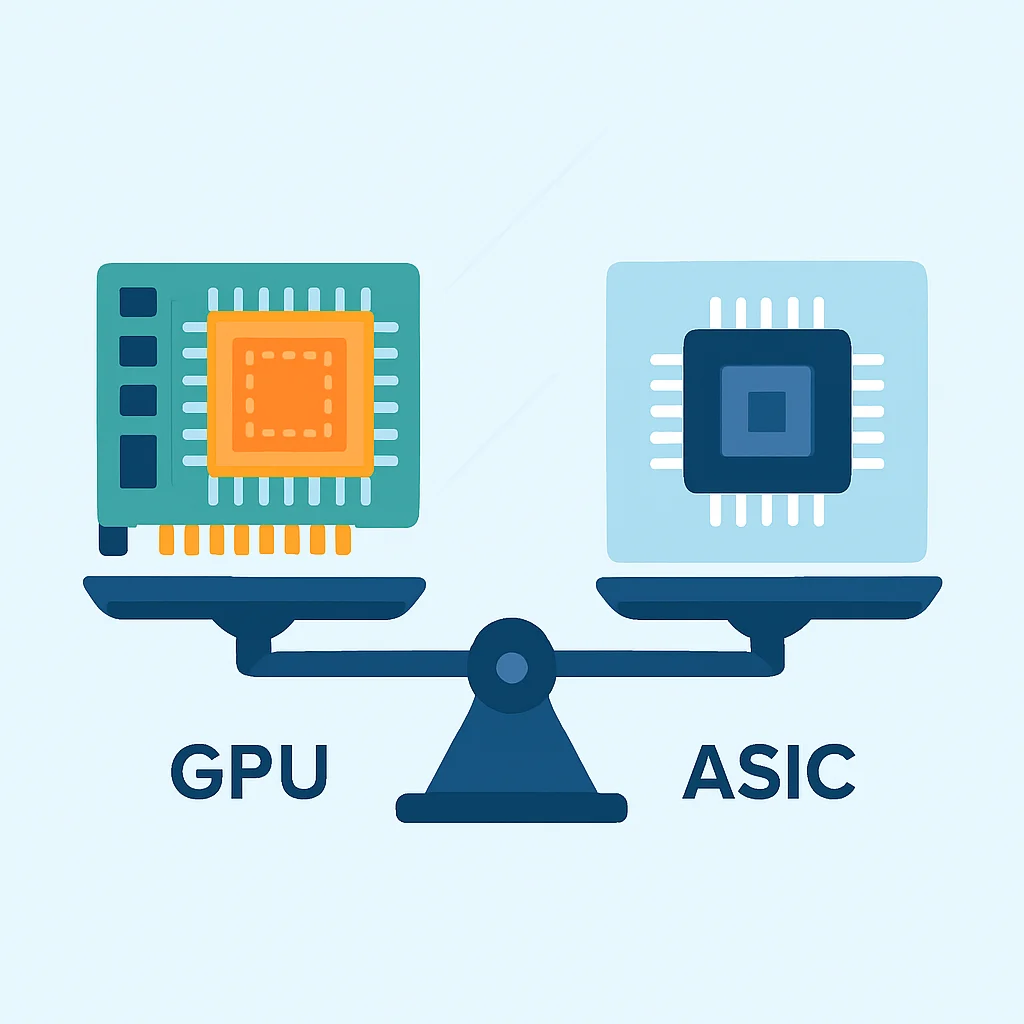 GPU와 ASIC의 유연성-효율성 트레이드오프 인포그래픽