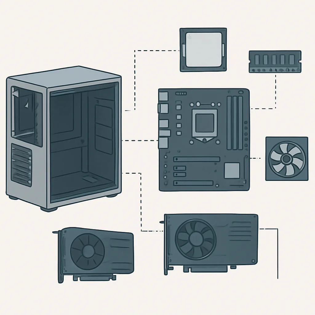PC 부품별 조립 단계별 다이어그램