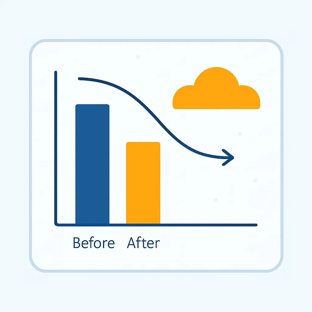 Cloudflare 적용 전후 웹사이트 로딩 속도 비교 그래프