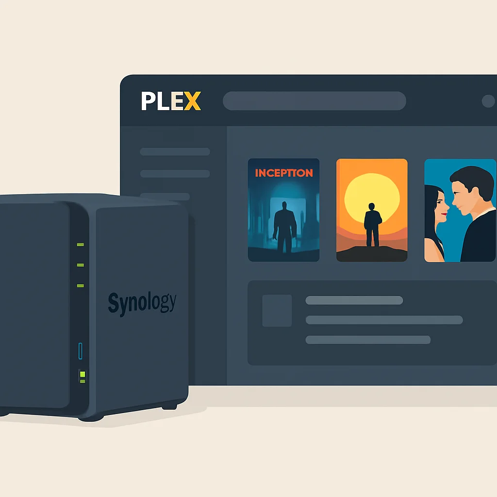 시놀로지 NAS의 Plex 미디어 서버 UI (영화 라이브러리)