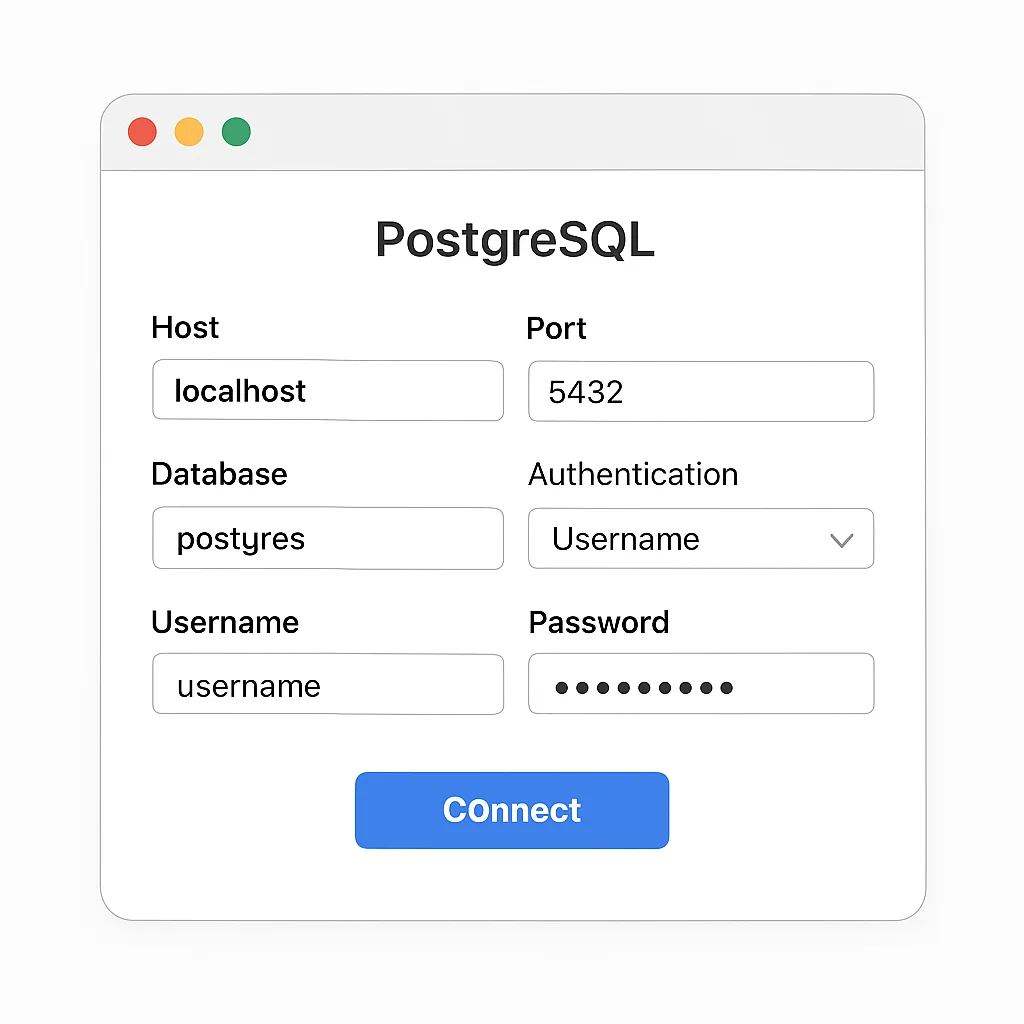 DBeaver PostgreSQL 연결 설정 화면