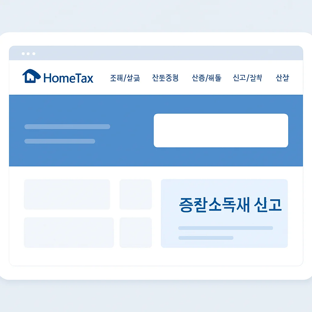 홈택스 종합소득세 신고 메뉴 화면